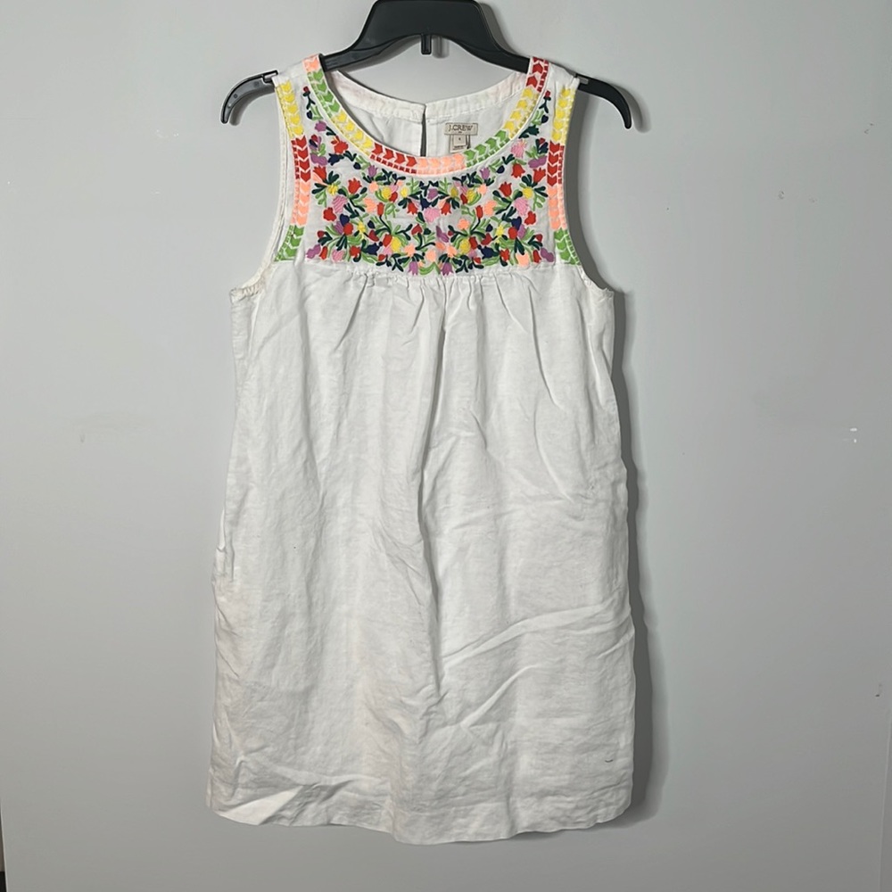J.Crew Linen Floral Embroidered Tunic Dress